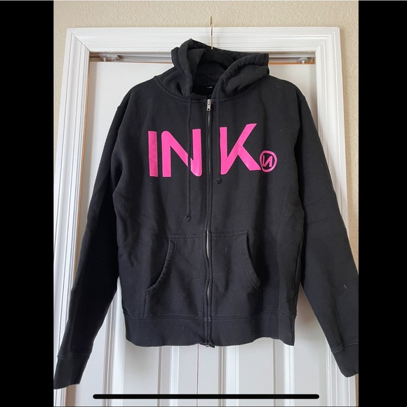 Black and Pink InkAddict zipper hoodie.